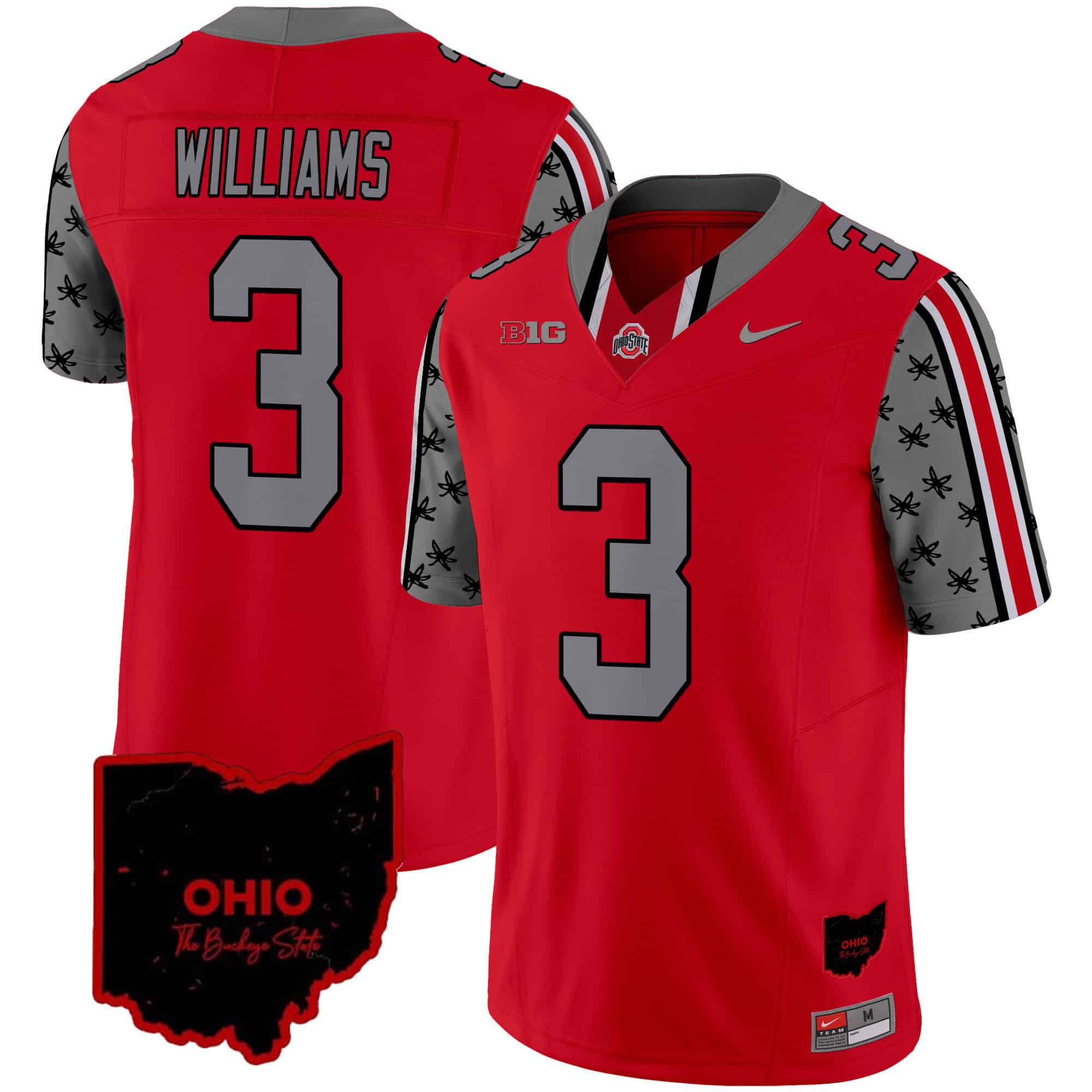 Men Ohio State Buckeyes #3 Williams Red 2024 Nike Home Patch Vapor Limited NCAA Jersey->indianapolis colts->NFL Jersey
